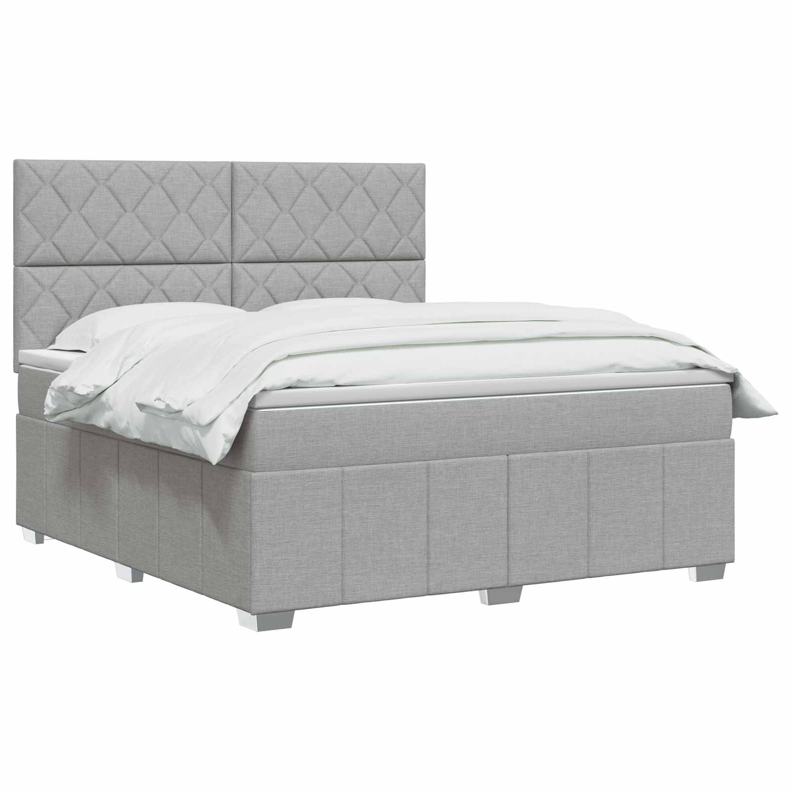 vidaXL Łóżko z box spring LED z materacem jasnoszary 140 x 190 cm