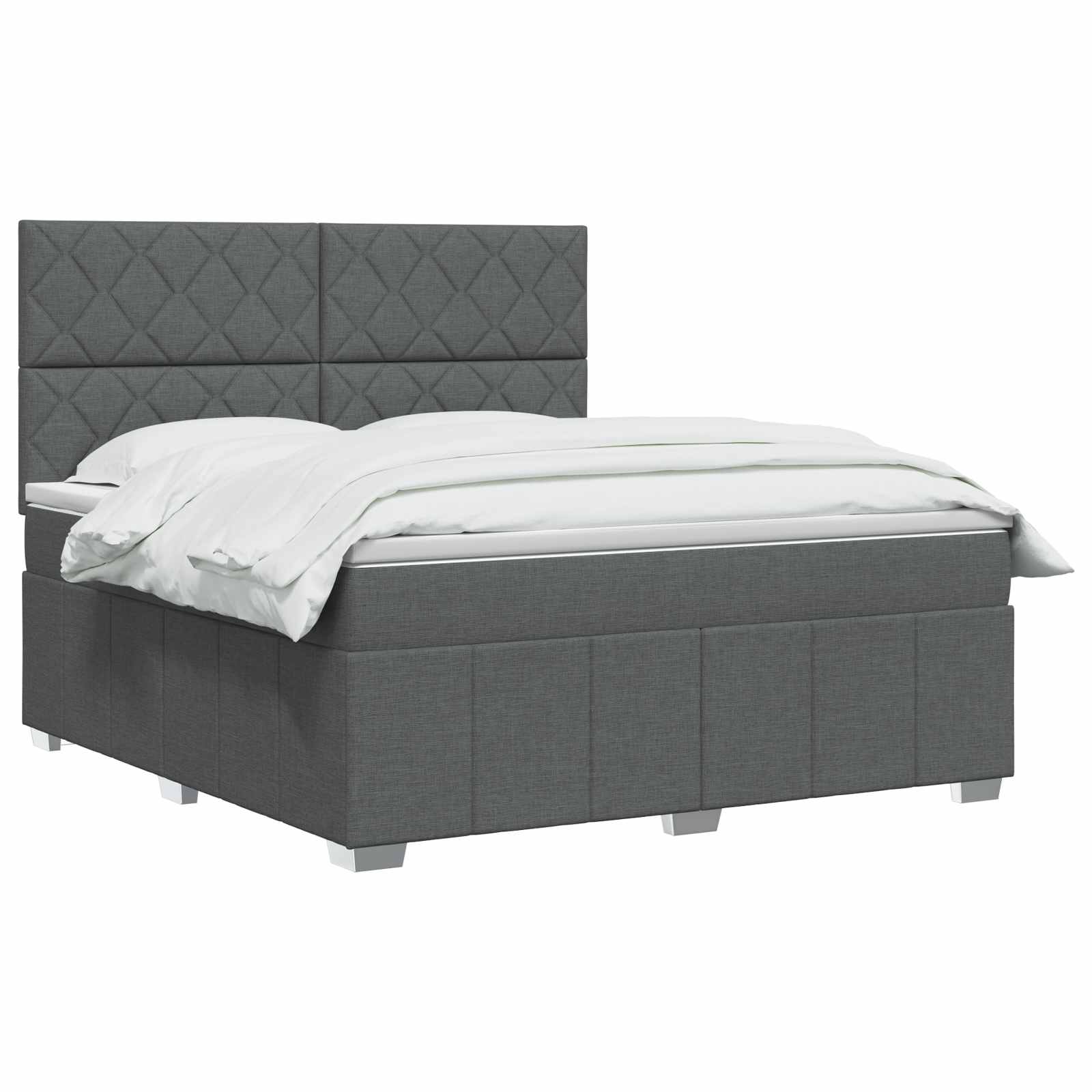 vidaXL Łóżko z box spring LED z materacem ciemnoszary 140 x 190 cm
