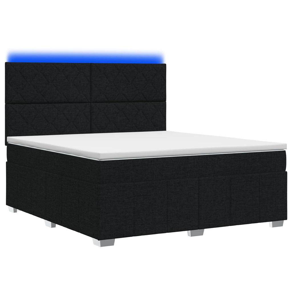 vidaXL Łóżko z box spring LED z materacem Czarny 140 x 190 cm tkanina