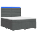 vidaXL Łóżko z box spring LED z materacem ciemnoszary 140 x 200 cm