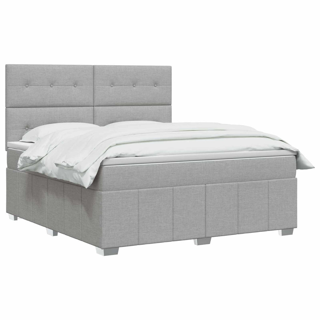 vidaXL Łóżko z box spring LED z materacem jasnoszary 140 x 200 cm