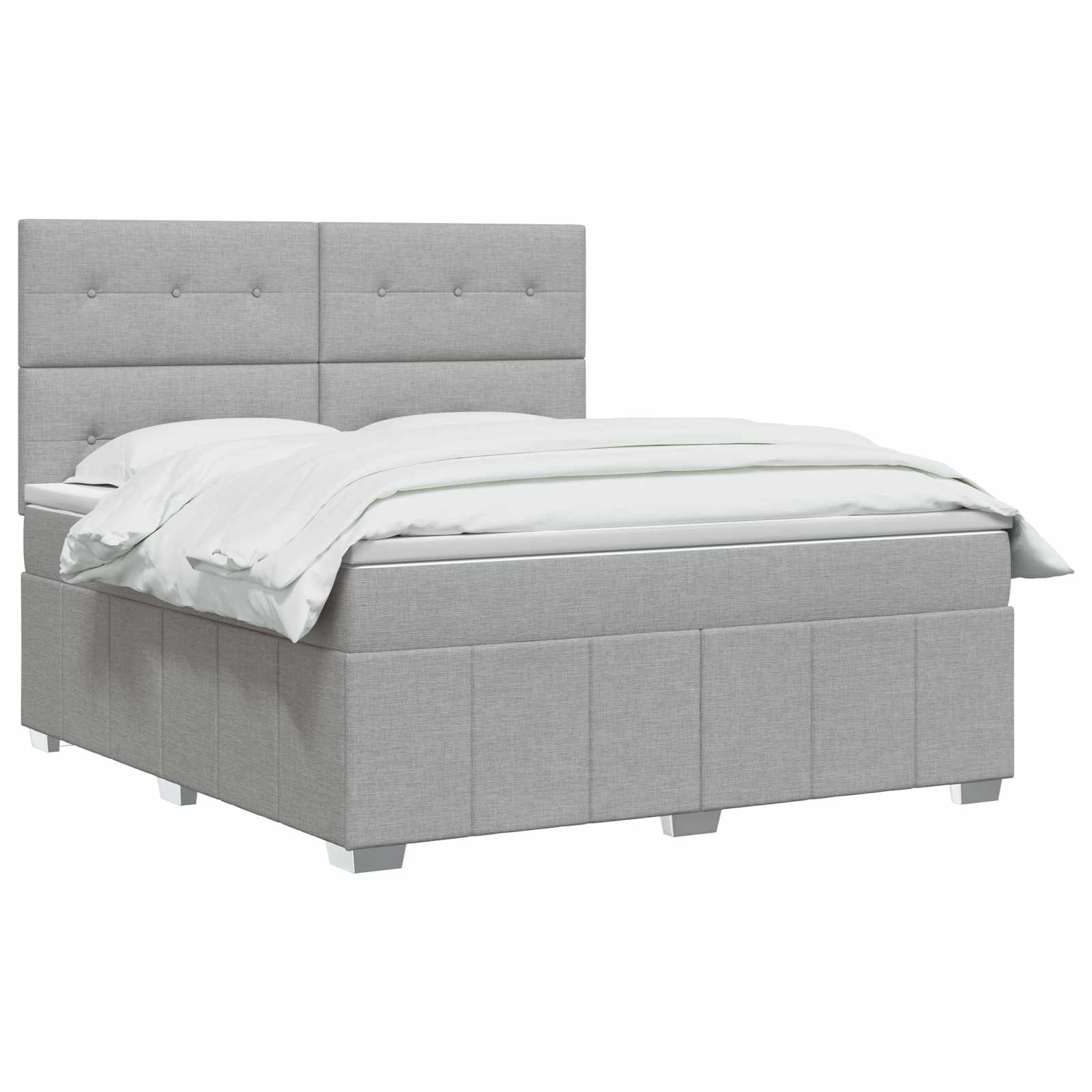 vidaXL Łóżko z box spring LED z materacem jasnoszary 140 x 200 cm