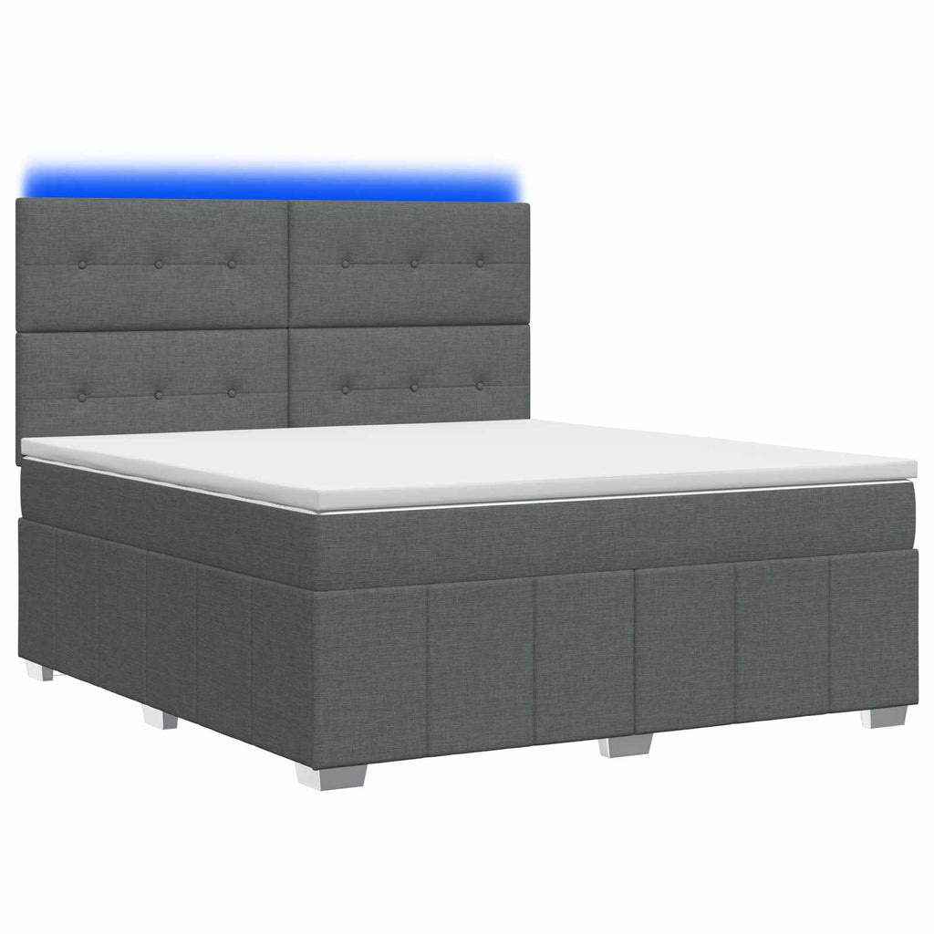 vidaXL Łóżko z box spring LED z materacem ciemnoszary 140 x 200 cm