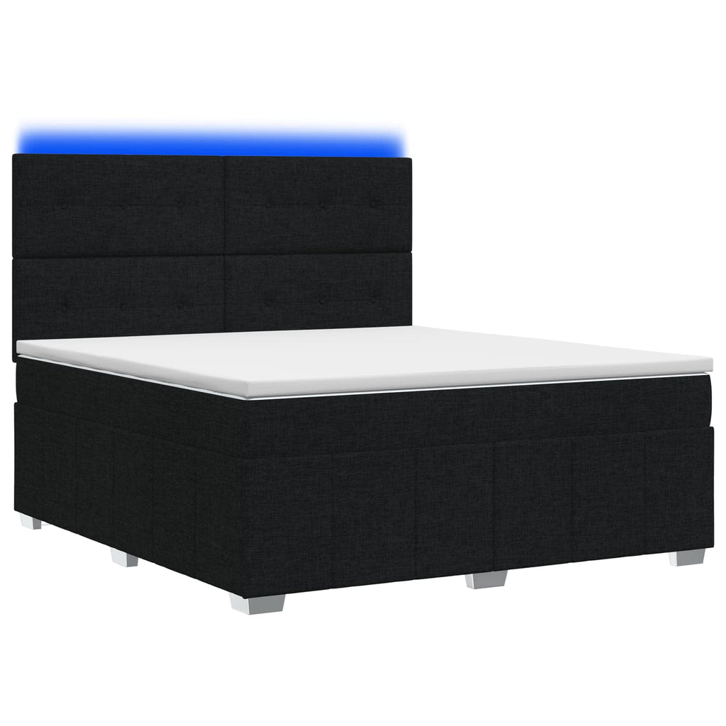 vidaXL Łóżko z box spring LED z materacem Czarny 140 x 200 cm tkanina