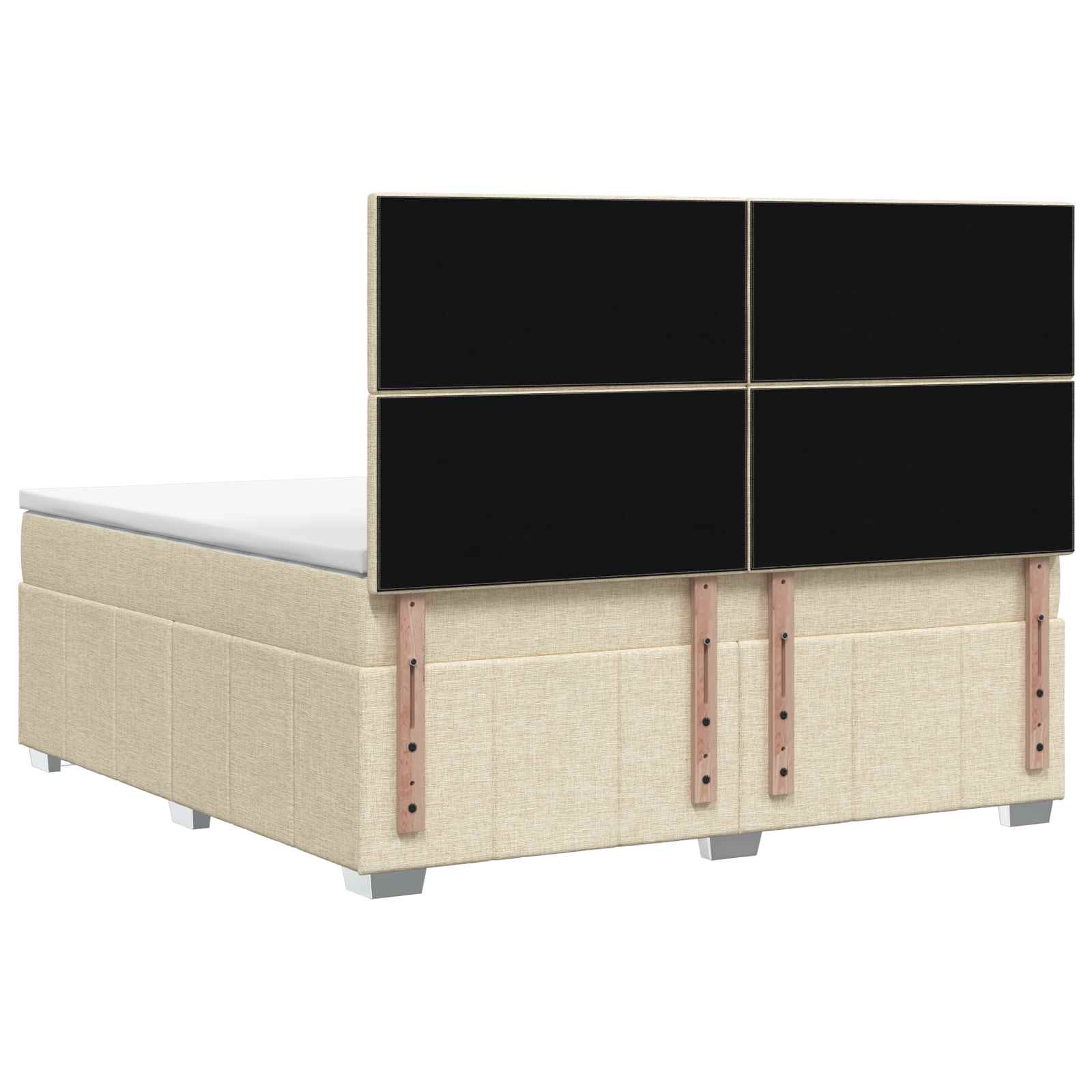 vidaXL Łóżko z box spring LED z materacem kremowy 140 x 200 cm tkanina