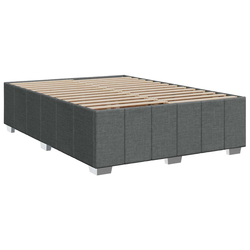 vidaXL Łóżko z box spring LED z materacem ciemnoszary 140 x 200 cm