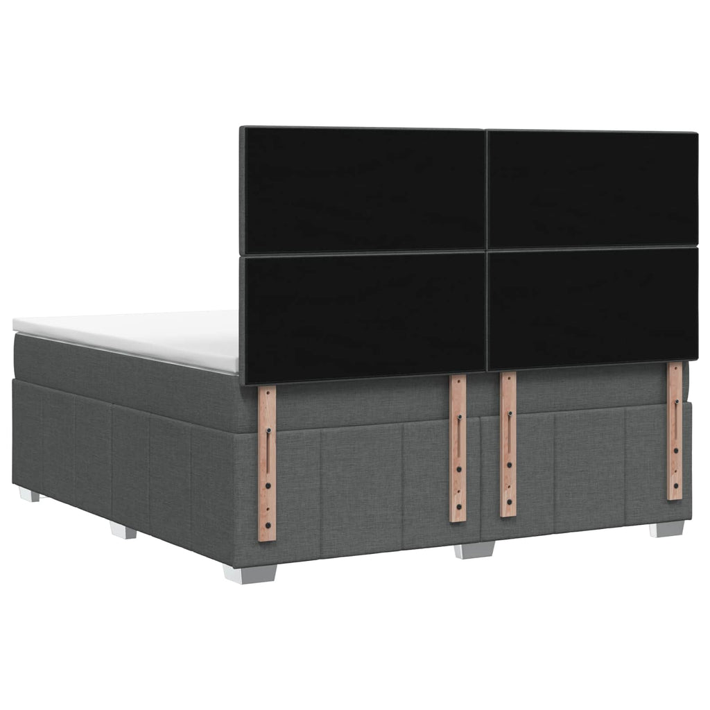 vidaXL Łóżko z box spring LED z materacem ciemnoszary 140 x 200 cm