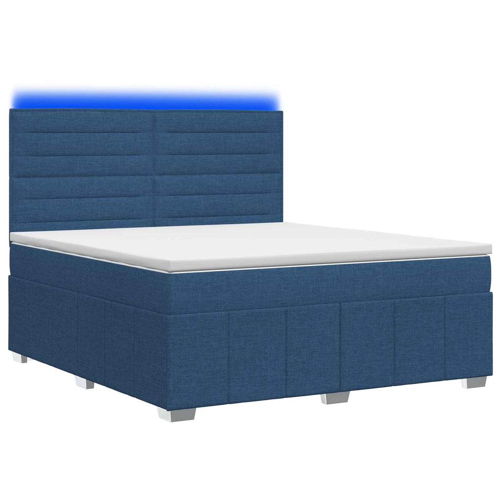 vidaXL Łóżko z box spring LED z materacem niebieski 160 x 200 cm