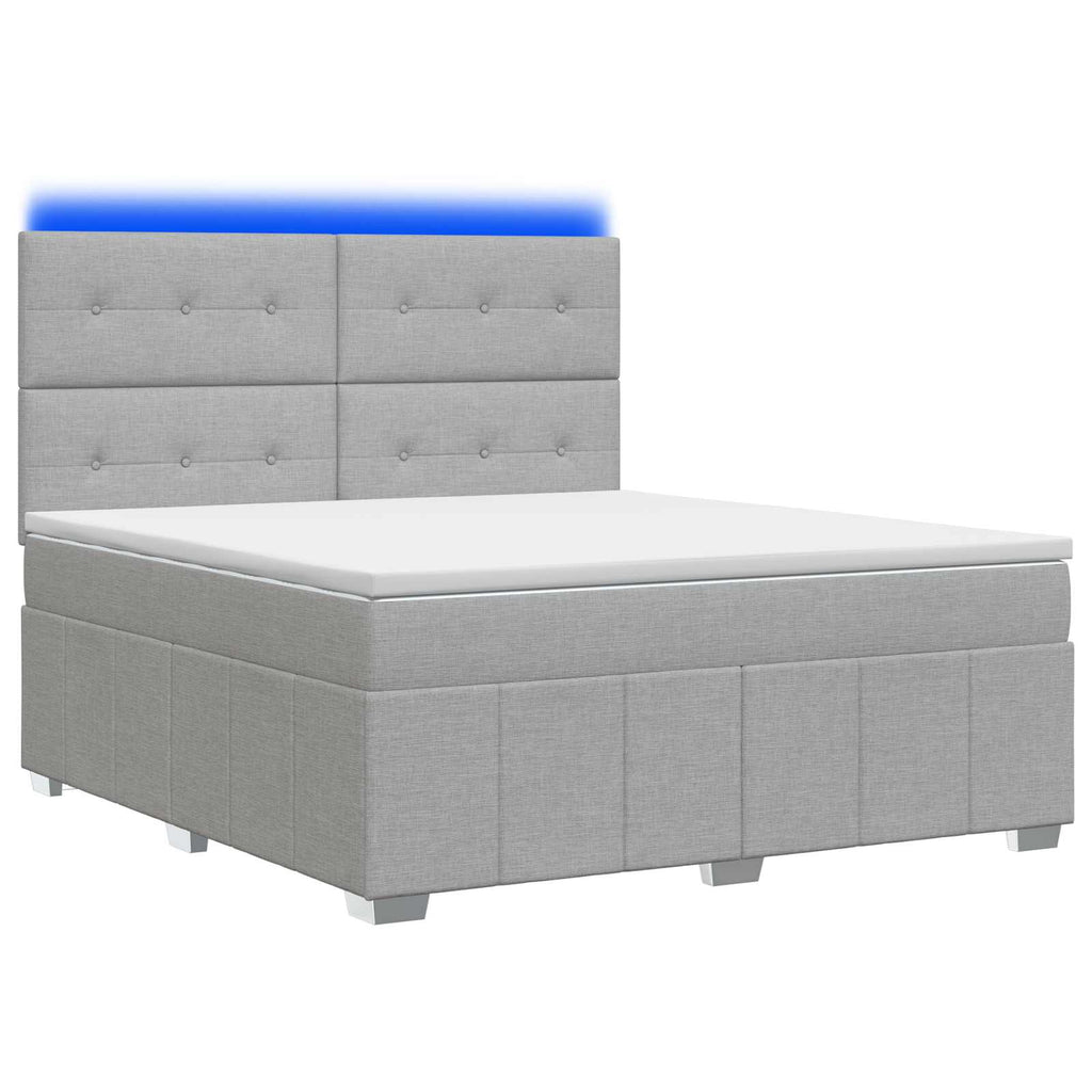 vidaXL Łóżko z box spring LED z materacem jasnoszary 160 x 200 cm