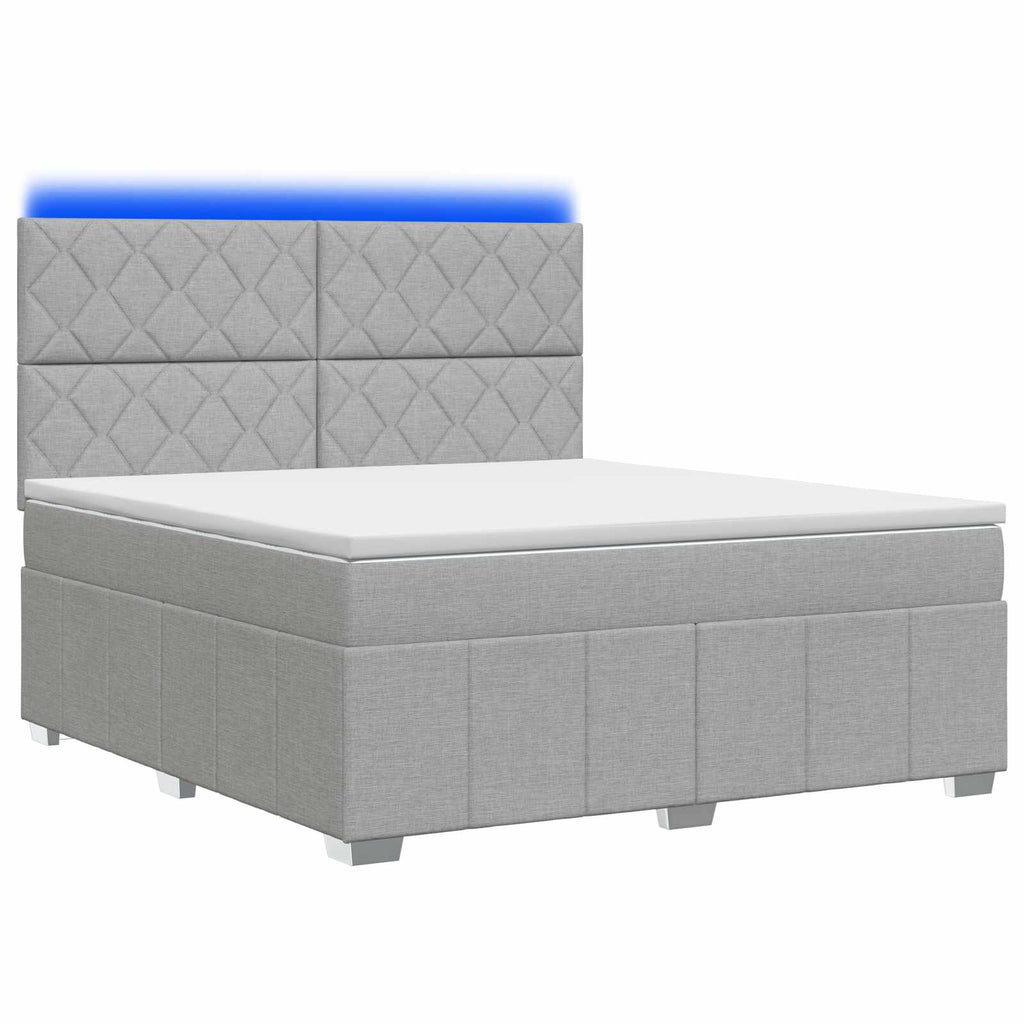 vidaXL Łóżko z box spring LED z materacem jasnoszary 160 x 200 cm