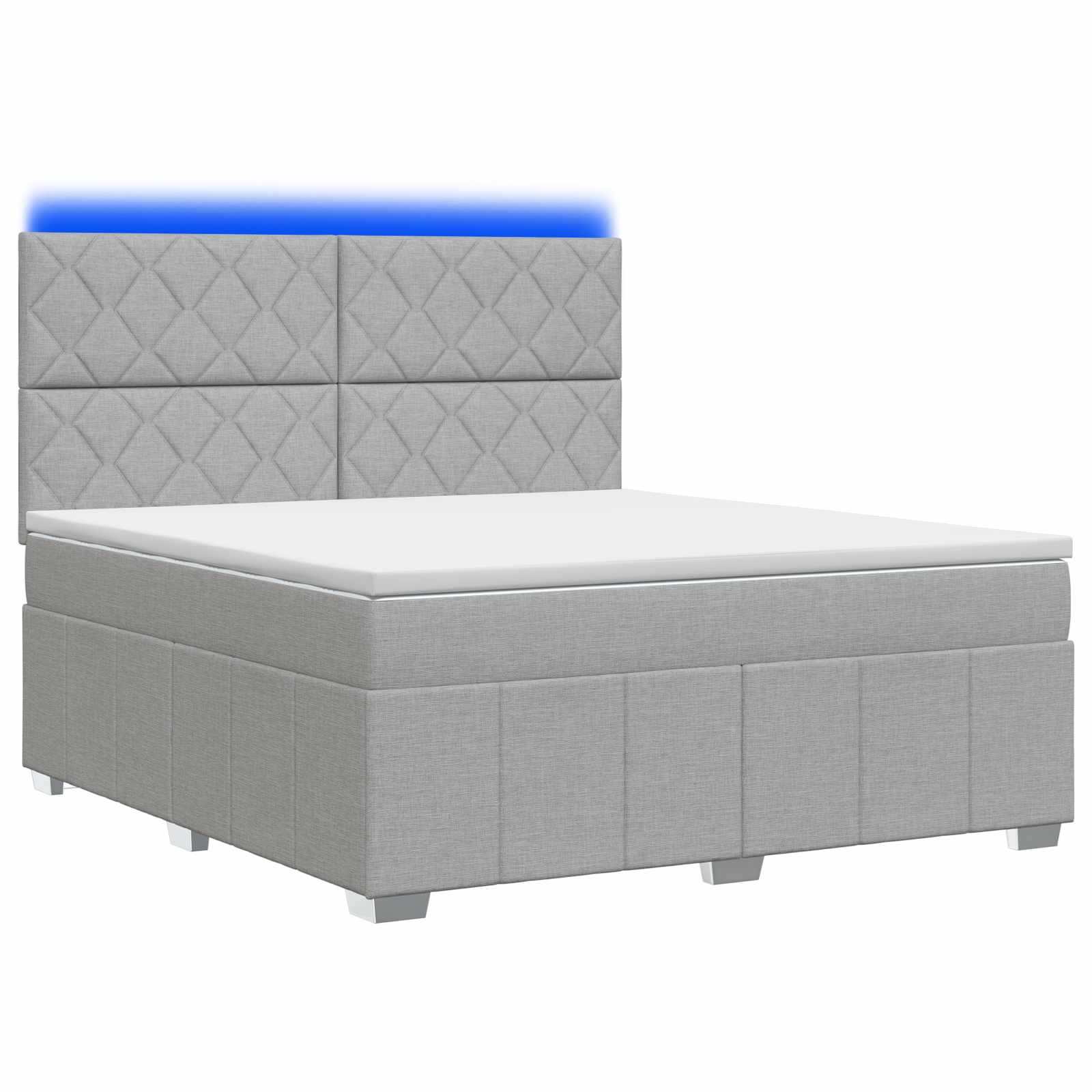 vidaXL Łóżko z box spring LED z materacem jasnoszary 160 x 200 cm