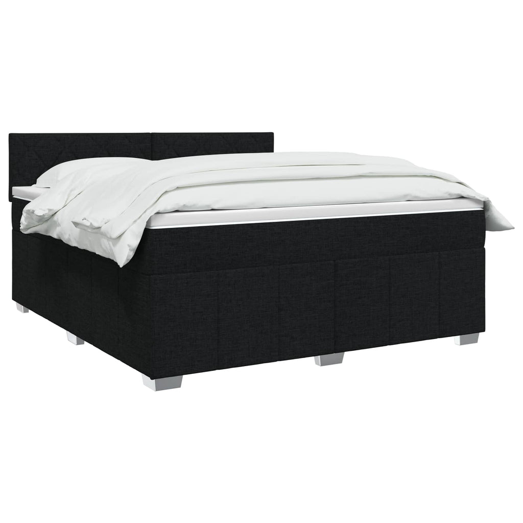 vidaXL Łóżko z box spring LED z materacem Czarny 160 x 200 cm tkanina