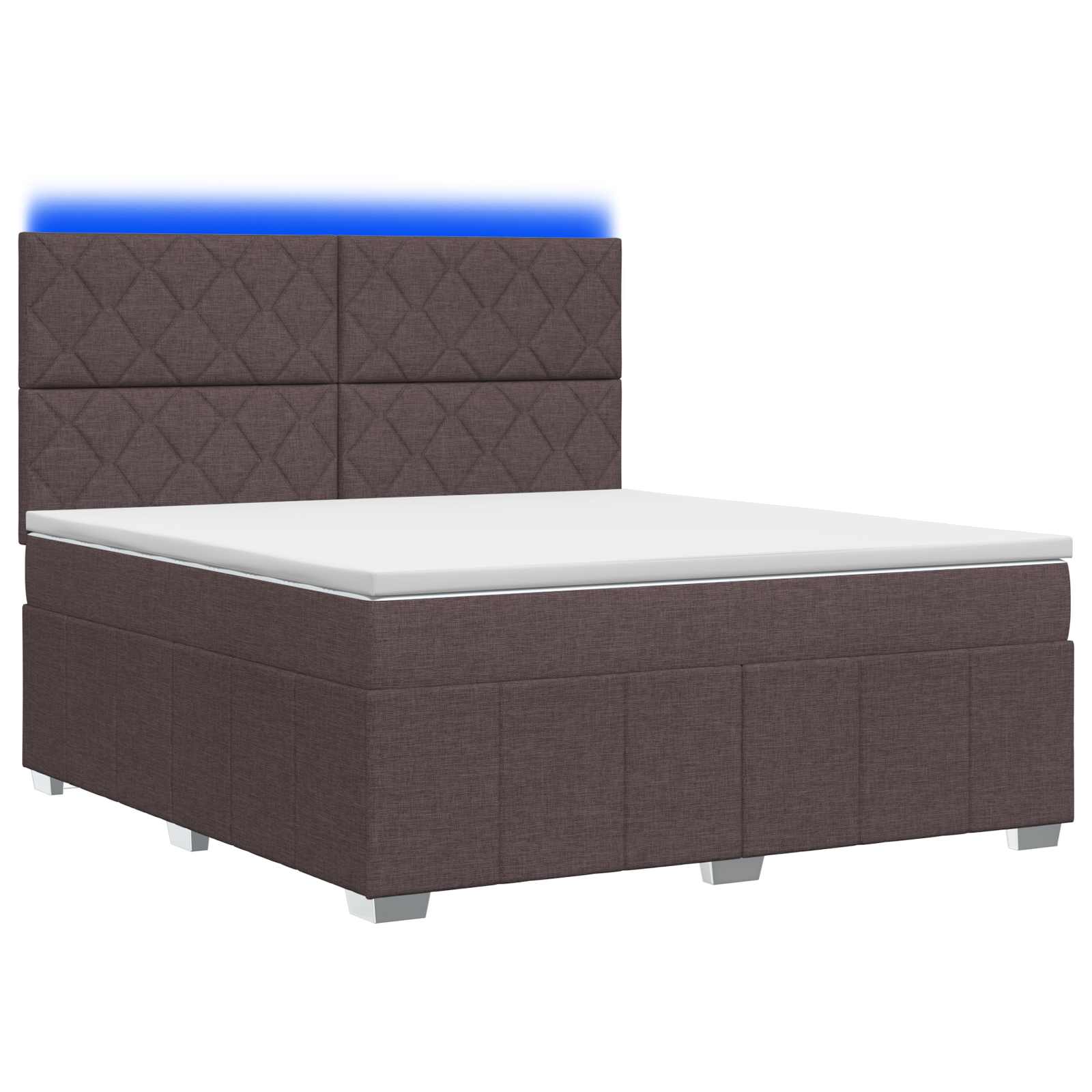 vidaXL Łóżko z box spring LED z materacem Ciemny brąz 160 x 200 cm