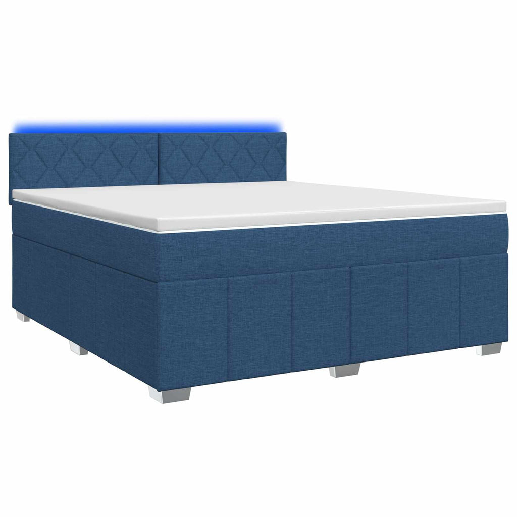 vidaXL Łóżko z box spring LED z materacem niebieski 160 x 200 cm