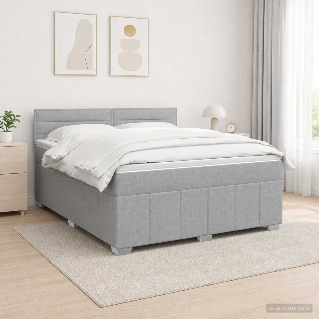 vidaXL Łóżko z box spring LED z materacem jasnoszary 160 x 200 cm
