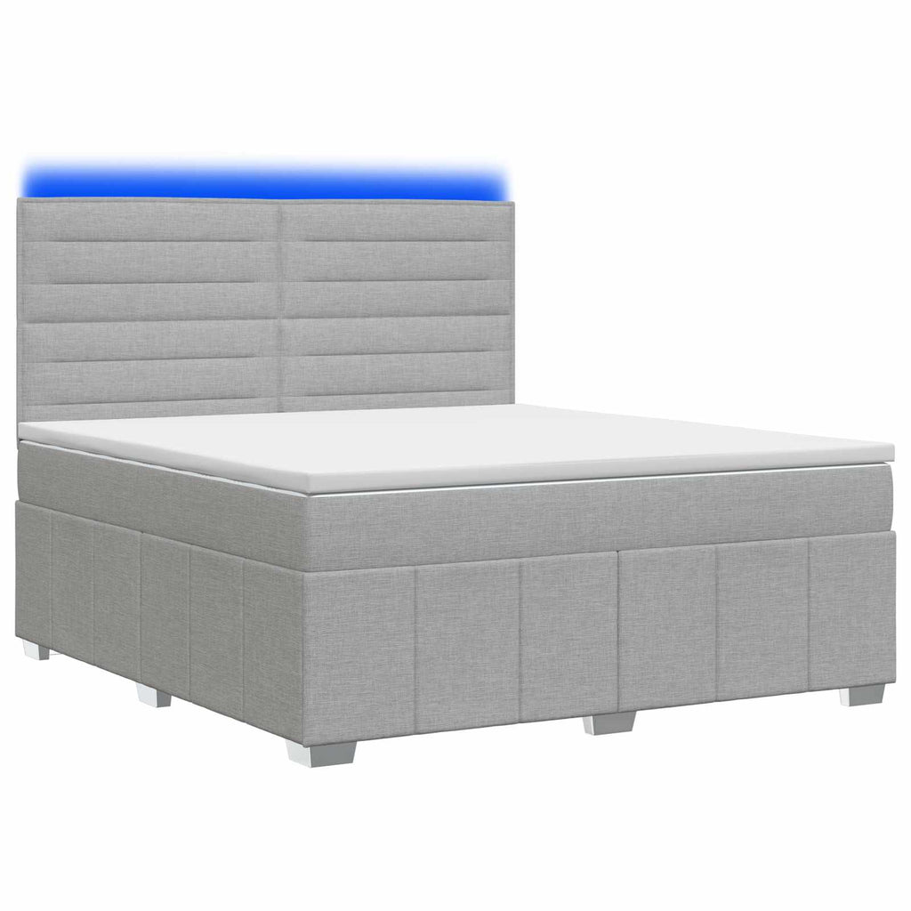vidaXL Łóżko z box spring LED z materacem jasnoszary 180 x 200 cm