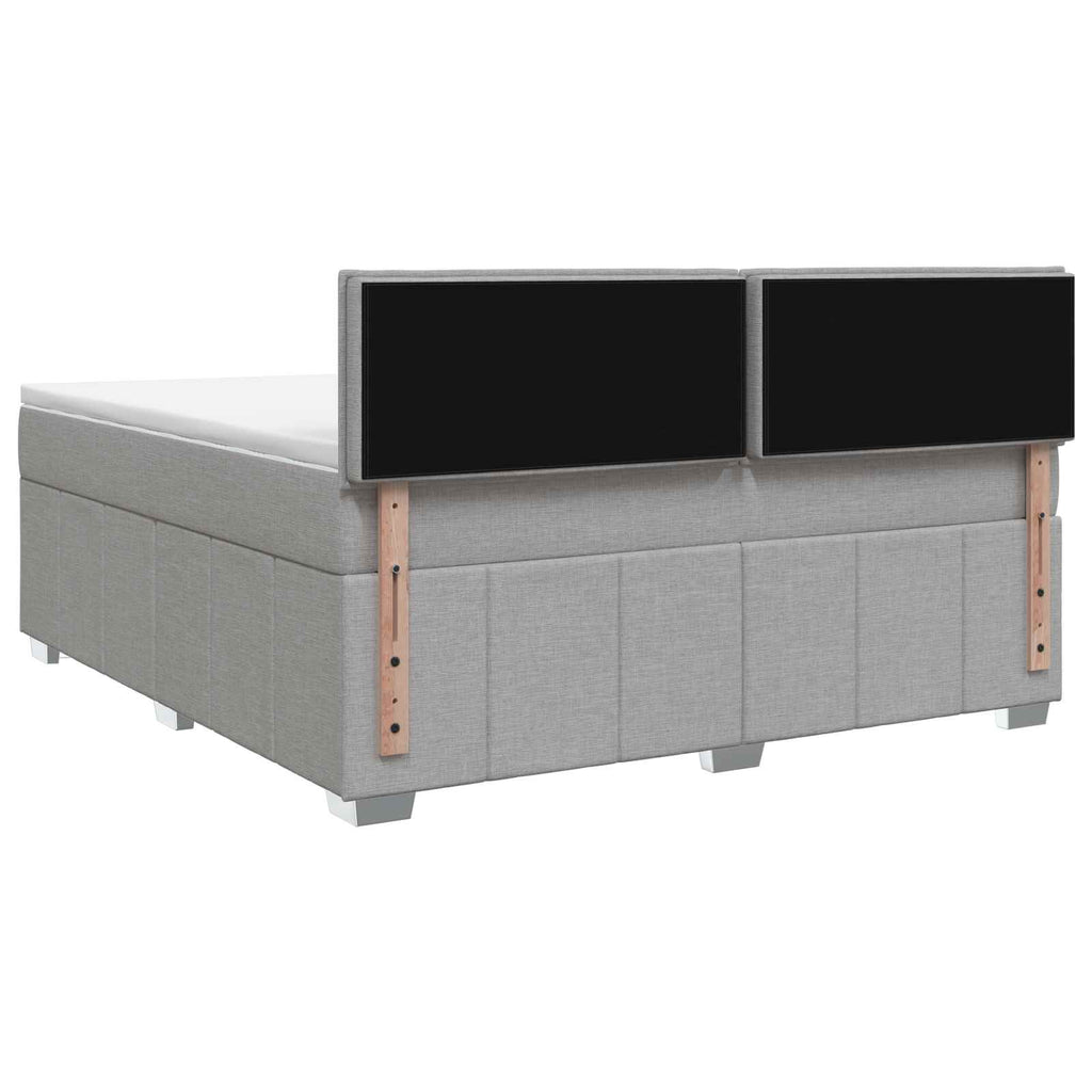 vidaXL Łóżko z box spring LED z materacem jasnoszary 180 x 200 cm