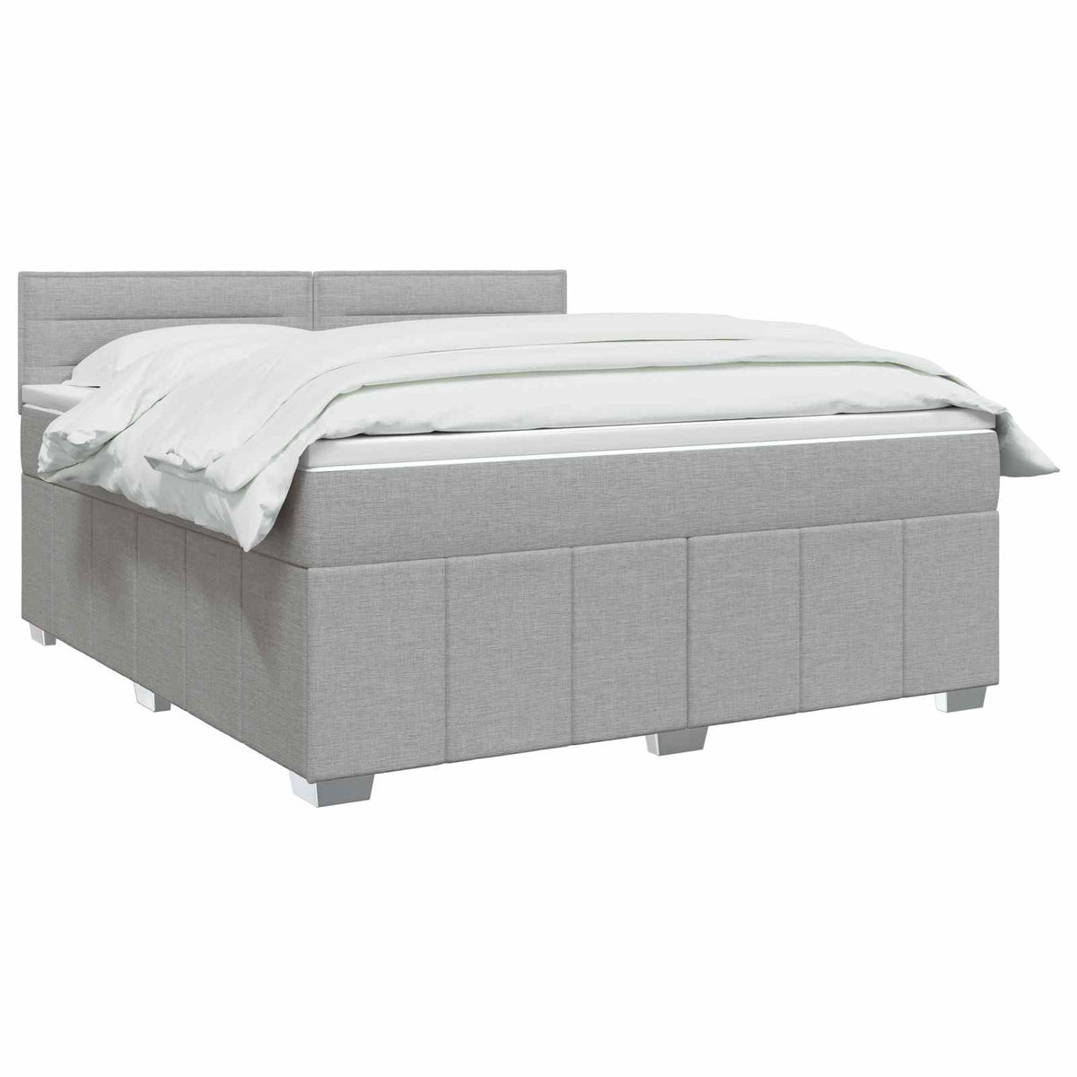 vidaXL Łóżko z box spring LED z materacem jasnoszary 180 x 200 cm