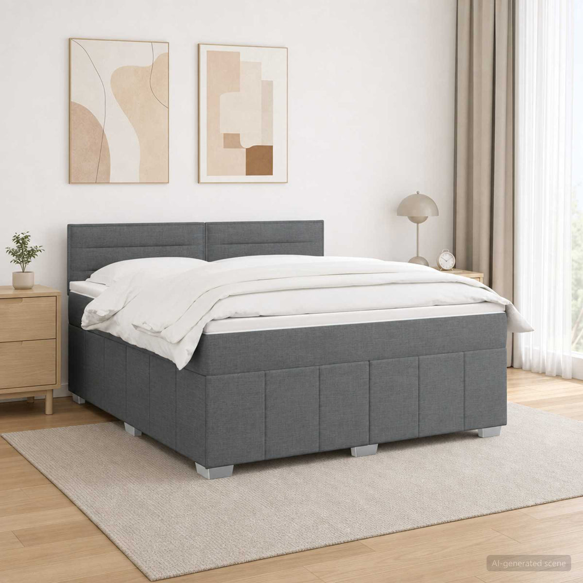 vidaXL Łóżko z box spring LED z materacem ciemnoszary 180 x 200 cm