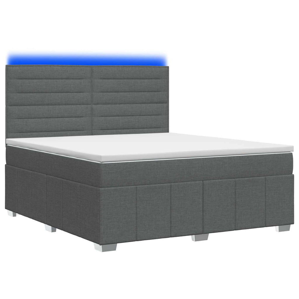 vidaXL Łóżko z box spring LED z materacem ciemnoszary 180 x 200 cm