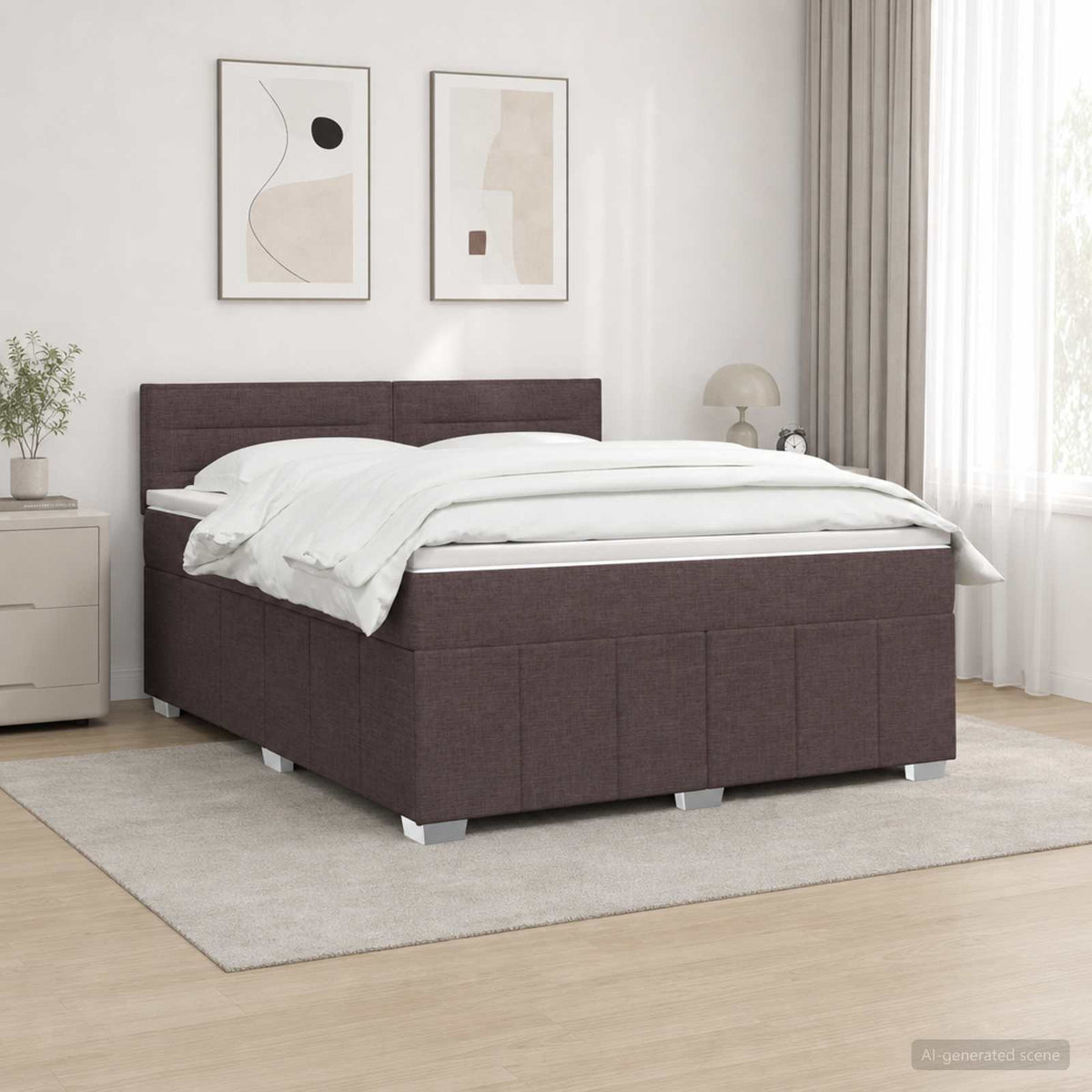 vidaXL Łóżko z box spring LED z materacem Ciemny brąz 160 x 200 cm