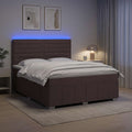 vidaXL Łóżko z box spring LED z materacem Ciemny brąz 140 x 200 cm