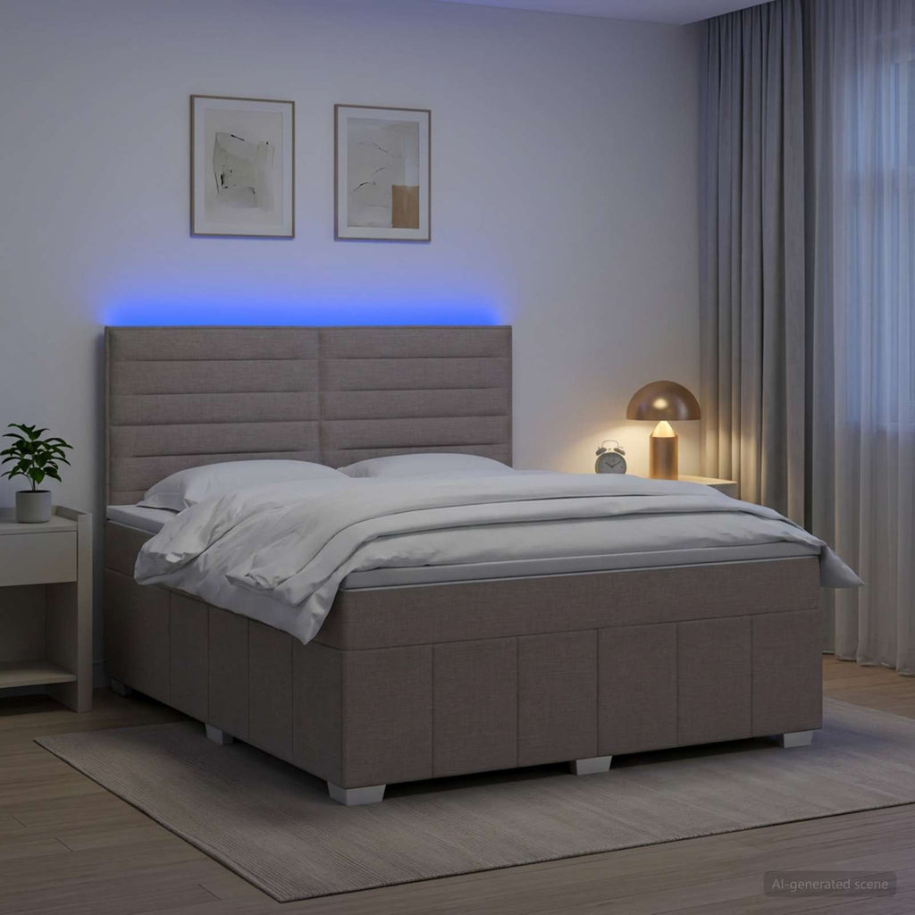 vidaXL Łóżko z box spring LED z materacem Ciemnoszary 160 x 200 cm