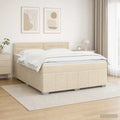 vidaXL Łóżko z box spring LED z materacem kremowy 140 x 190 cm tkanina