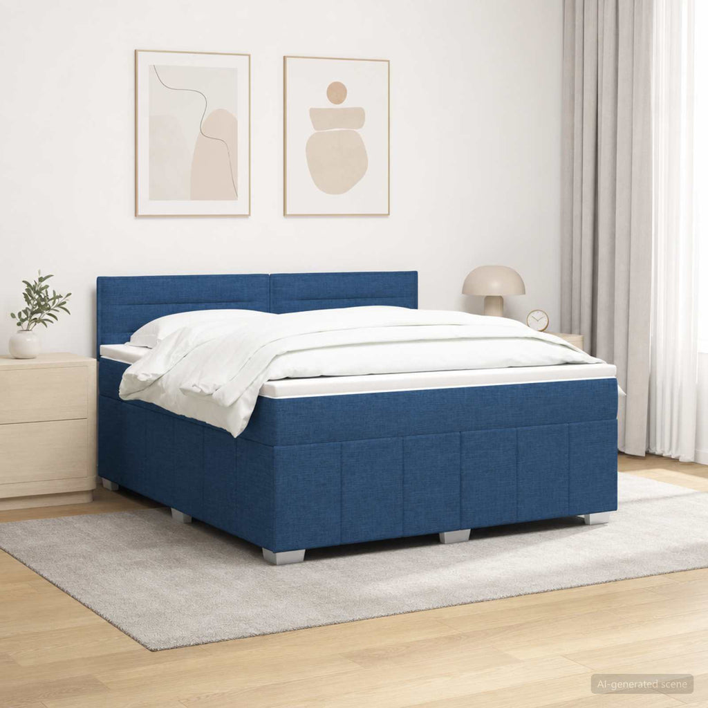 vidaXL Łóżko z box spring LED z materacem niebieski 140 x 200 cm