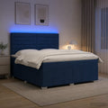 vidaXL Łóżko z box spring LED z materacem niebieski 160 x 200 cm