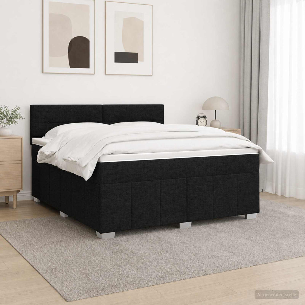 vidaXL Łóżko z box spring LED z materacem Czarny 180 x 200 cm tkanina