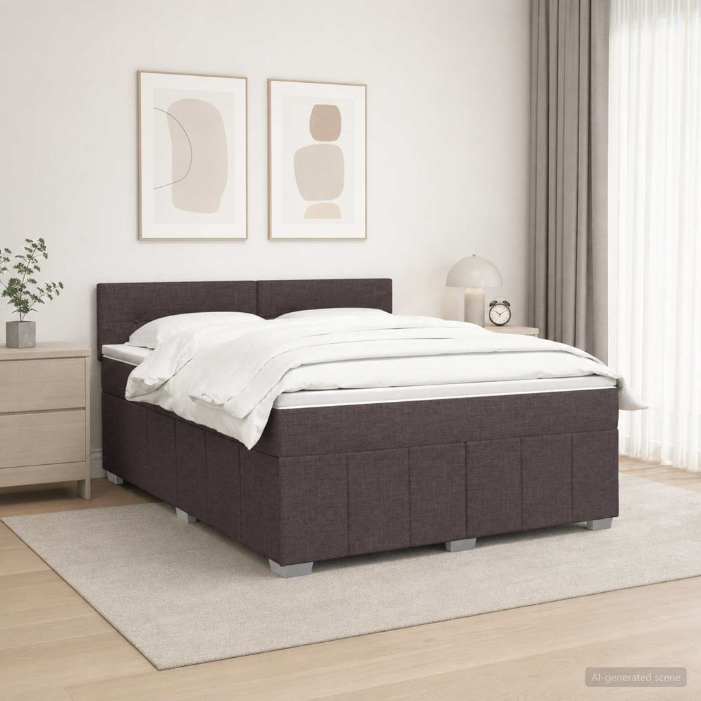 vidaXL Łóżko z box spring LED z materacem Ciemny brąz 160 x 200 cm