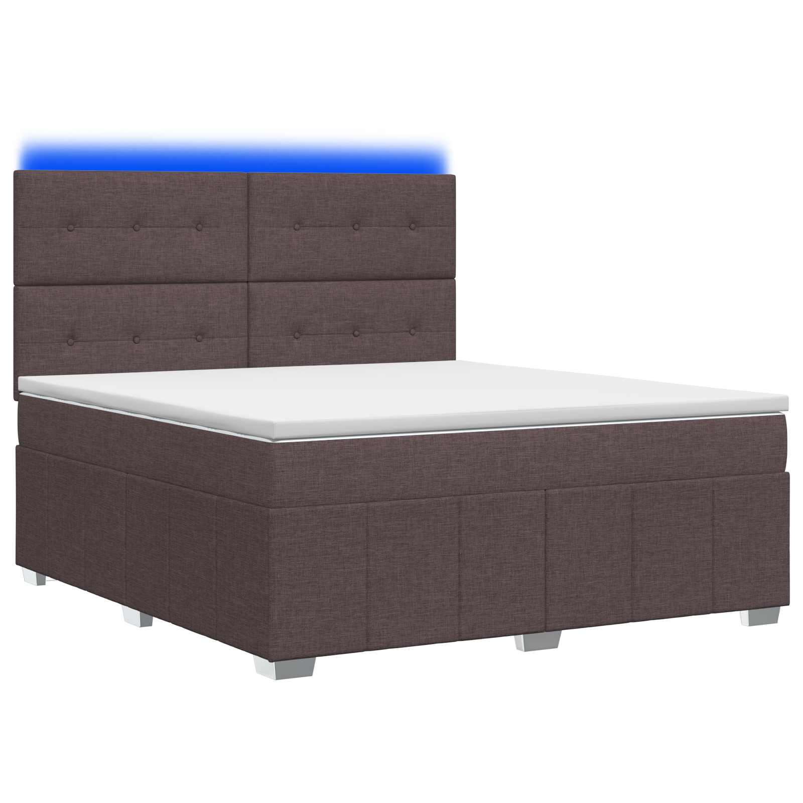 vidaXL Łóżko z box spring LED z materacem Ciemny brąz 180 x 200 cm