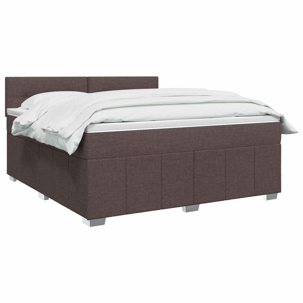 vidaXL Łóżko z box spring LED z materacem Ciemny brąz 180 x 200 cm