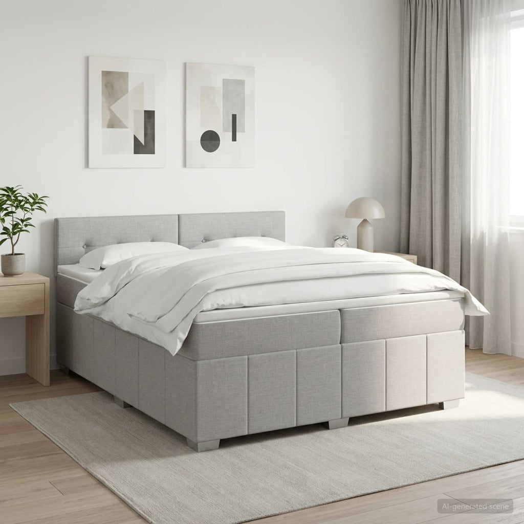 vidaXL Łóżko z box spring LED z materacem jasnoszary 140 x 190 cm