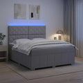 vidaXL Łóżko z box spring LED z materacem jasnoszary 140 x 190 cm