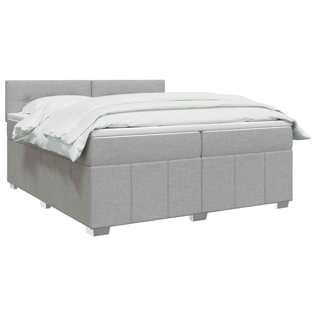 vidaXL Łóżko z box spring LED z materacem jasnoszary 180 x 200 cm