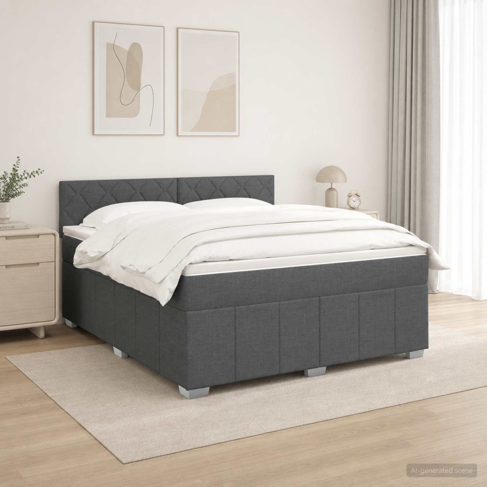 vidaXL Łóżko z box spring LED z materacem ciemnoszary 180 x 200 cm