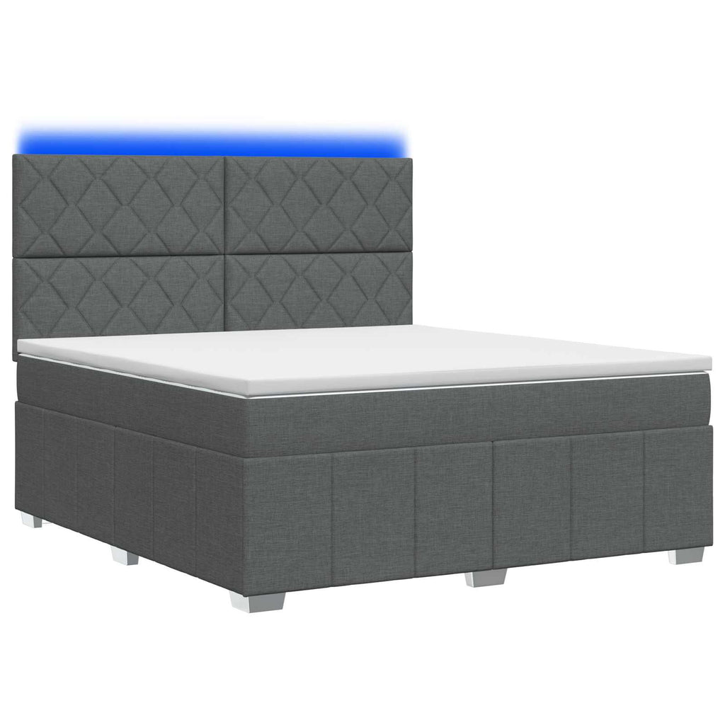 vidaXL Łóżko z box spring LED z materacem ciemnoszary 180 x 200 cm