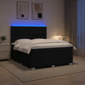 vidaXL Łóżko z box spring LED z materacem Czarny 180 x 200 cm tkanina