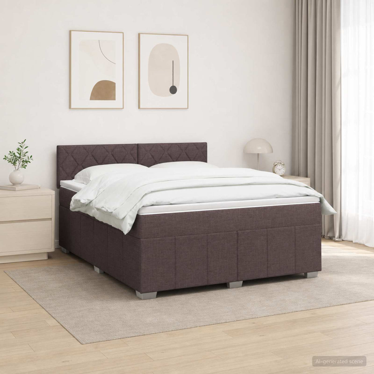 vidaXL Łóżko z box spring LED z materacem Ciemny brąz 180 x 200 cm
