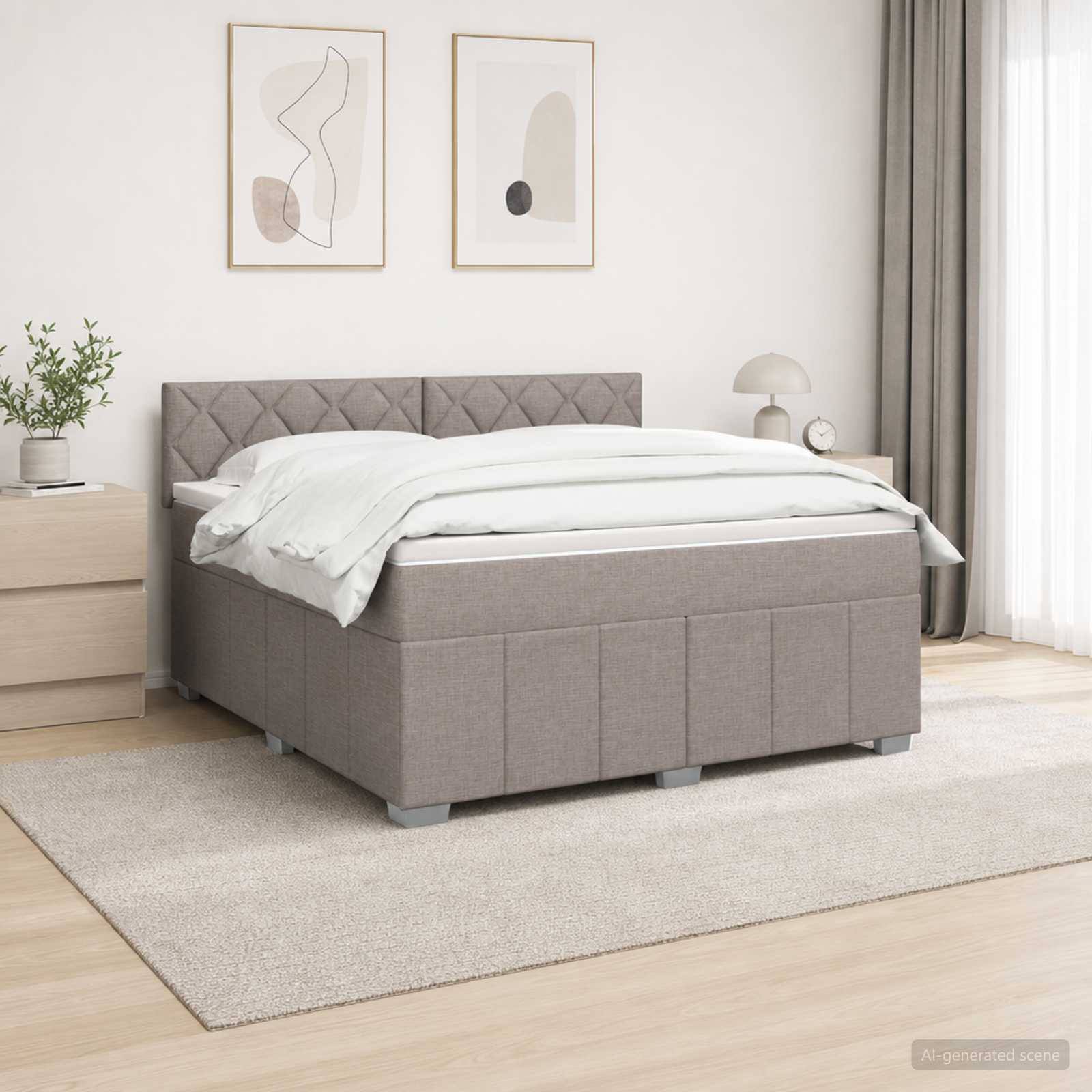 vidaXL Łóżko z box spring LED z materacem Ciemnoszary 140 x 200 cm