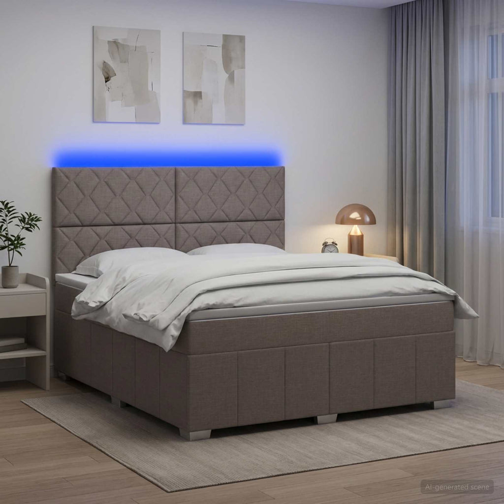 vidaXL Łóżko z box spring LED z materacem Ciemnoszary 140 x 200 cm
