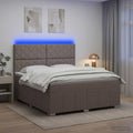 vidaXL Łóżko z box spring LED z materacem Ciemnoszary 140 x 200 cm
