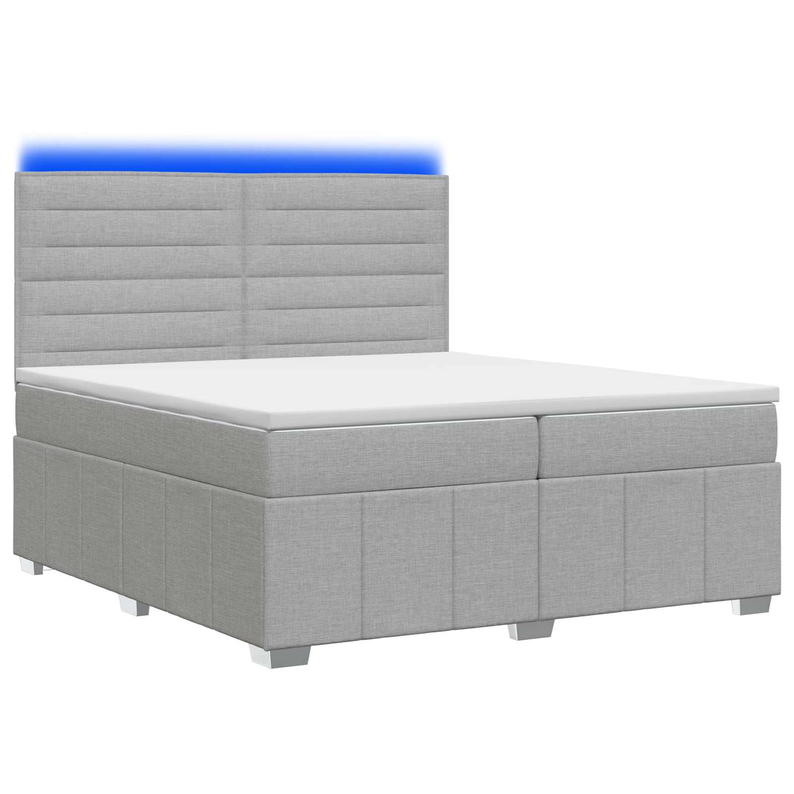 vidaXL Łóżko z box spring LED z materacem jasnoszary 200 x 200 cm