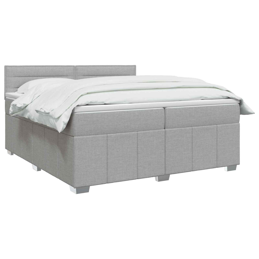 vidaXL Łóżko z box spring LED z materacem jasnoszary 200 x 200 cm