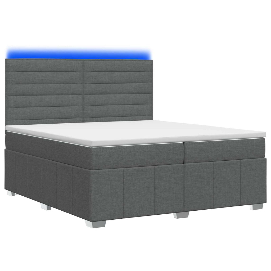 vidaXL Łóżko z box spring LED z materacem ciemnoszary 200 x 200 cm