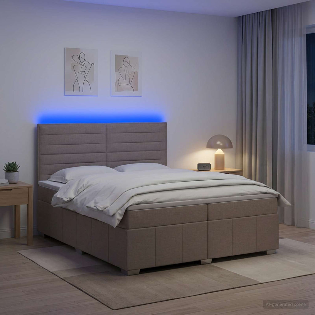 vidaXL Łóżko z box spring LED z materacem Ciemnoszary 200 x 200 cm