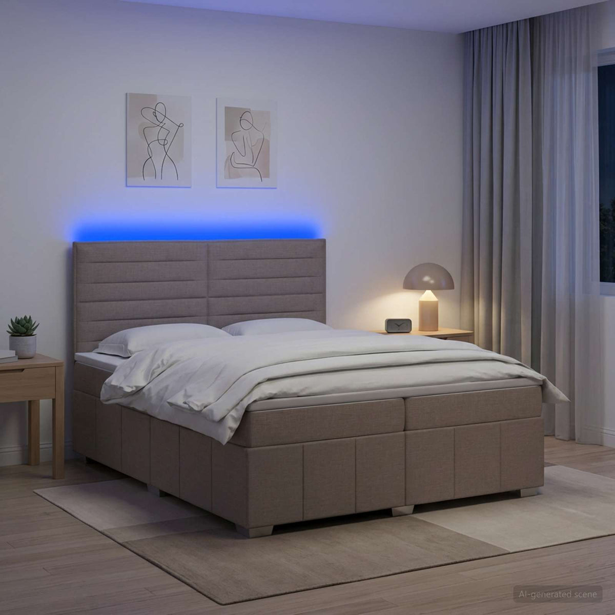 vidaXL Łóżko z box spring LED z materacem Ciemnoszary 200 x 200 cm