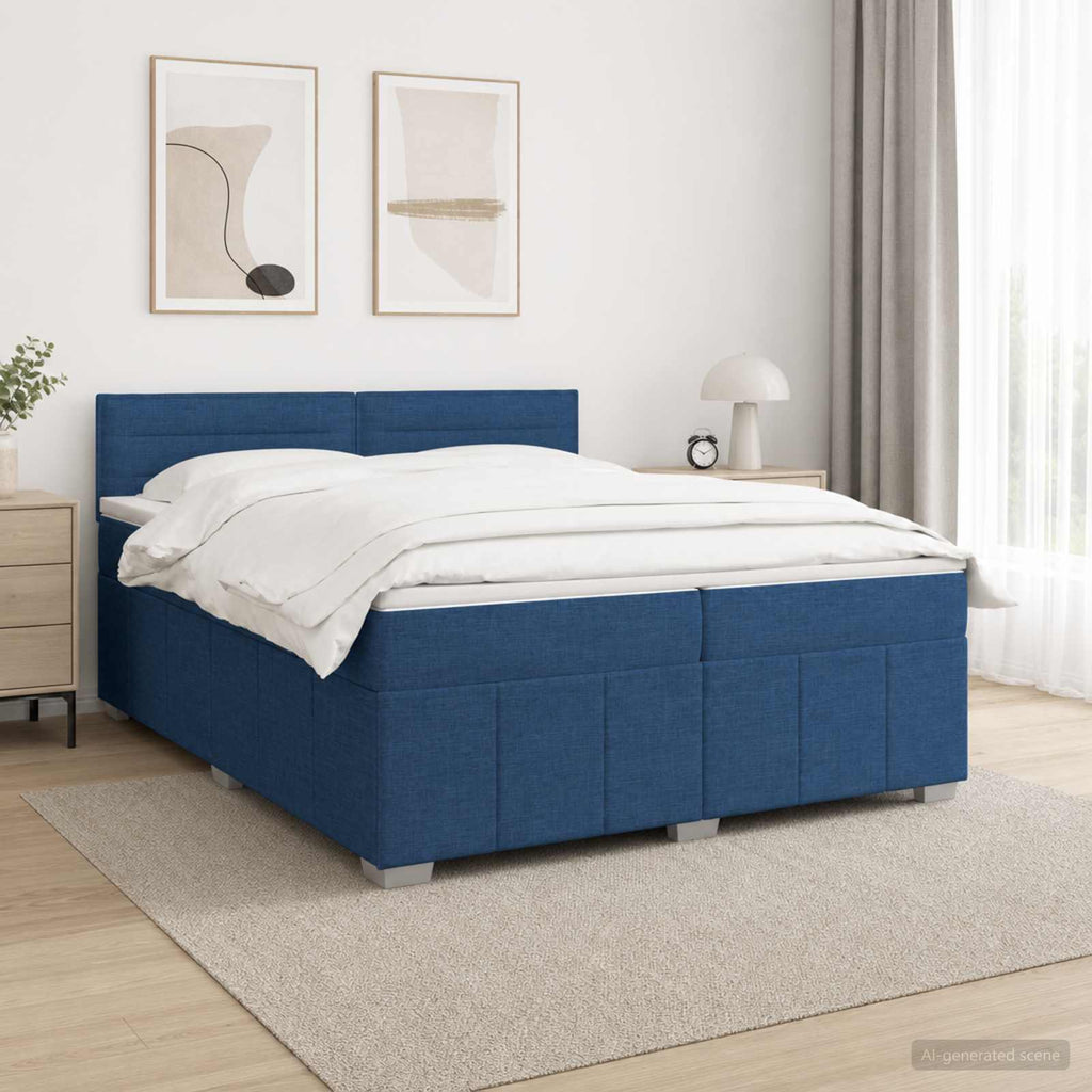 vidaXL Łóżko z box spring LED z materacem niebieski 200 x 200 cm